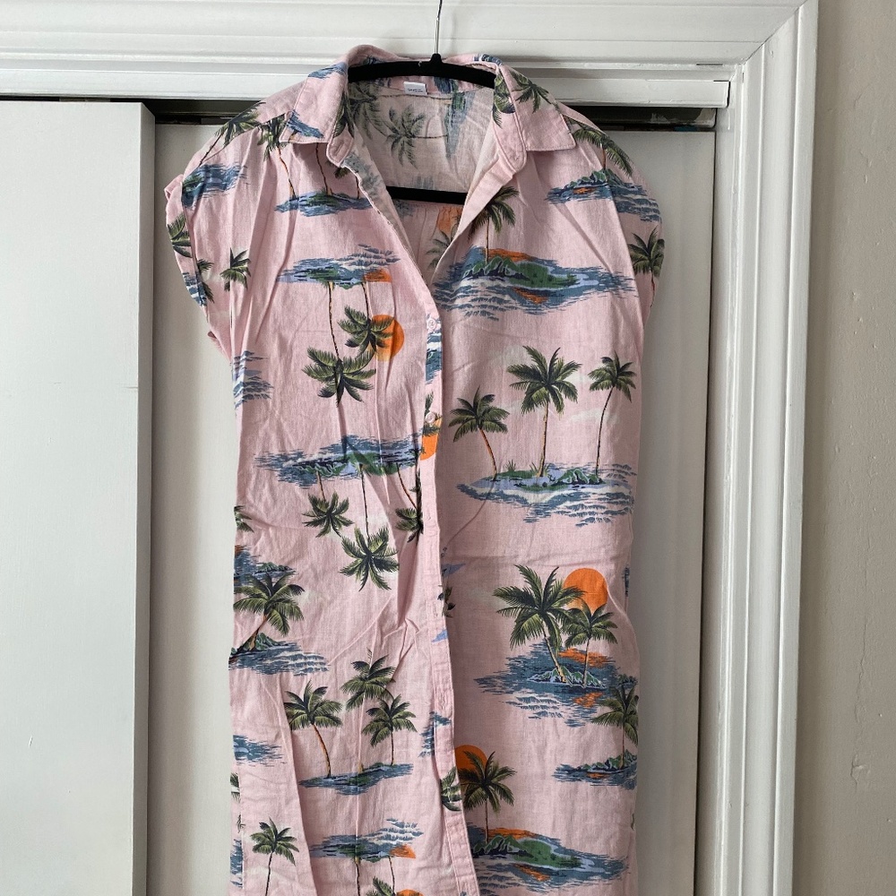 Old Navy Hawaiian Pink Shirt Dress, XS